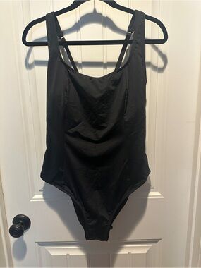 NWT Cupshe Classic Black One-Piece Swimsuit Corset type back Size XL